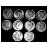 1964 Kennedy Half Dollars, x10