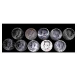1964 Kennedy Half Dollars, x10