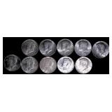 1964 Kennedy Half Dollars, x10