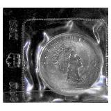 1990 Canadian Silver Maple Leaf 5 Dollar Coin