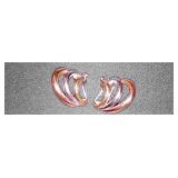 14K Tri-Colored Chunky Hoop Earrings