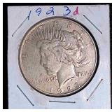 1923 Peace Silver Dollar in cover