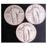 3 Standing Liberty silver quarters