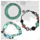 3 Beaded Blue/Green Bracelets