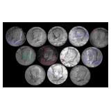 12 Kennedy Half Dollars from 1964-1968