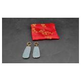 Green Jadeite Carved Earrings