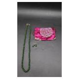 Jade Bead & 14K Gold Necklace Matching Earrings `