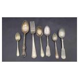 1 Sterling Silver spoon and 6 silver plated Spoons