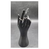 Pandora Black Spinel Sterling Sliver Ring Set size