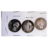 3 Silver Quarters in protective cover