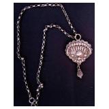 Vintage Art Deco Wire Neckless and Garnet/silver t