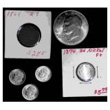 1971 Eisenhower Dollar, 1864 2c, 1874 Nickel