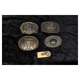 4 Advertisement Belt Buckles and Money Clip