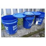 3 Lowes 5 Gallon Buckets W/Lids