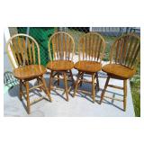 4 Wooden Swivel Bar Stools