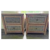 2 Nightstands W/Wicker Front