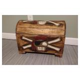 Wooden Painted Pirate Scene Trunk