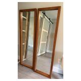 2 Rectangle Wall Mirrors W/Wood Frames