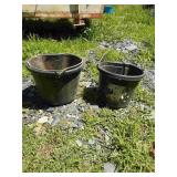 2 Plastic Feed Buckets