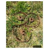 Three Metal Wheelbarrow Wheels