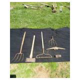 Double Bit Axe, Pitchfork, and Misc Tools