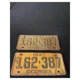 2 1937 Georgia License Plates (Matching)