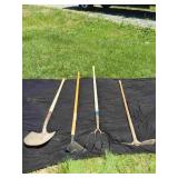 Pitchfork, Shovel, Mattock, and Hoe