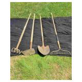 Shovel, Garden Rake, Hoe, and Digger