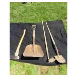 Scoop, Shovel, Hoe, and Wood Maul