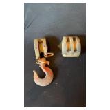 2 Antique Wooden Pulleys