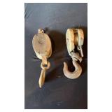 2 Antique Wooden Pulleys