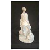 Llardo Sitting Shepherd W/Dog & Sheep