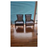 Pair of Vintage Blue Velvet Cane Chairs