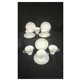 6 Wedgewood 'Agincourt' Bone China Cups & Saucers