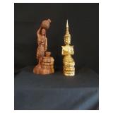 2 Wood Carved Figurines