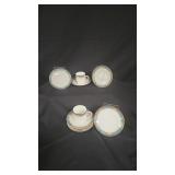9 Wedgewood 'Curzon' Bone China Cups & Saucers