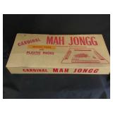 Mah-Jongg Game W/Wood Tiles & Plastic Racks
