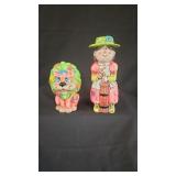 National Pottery Company Figurine & Lion Bank