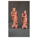 2 Hand Carved Rosewood Chinese Deity's