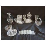 Clear Glass Decanters, Ashtrays & Baskets