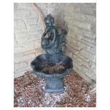 Bronze Cherub On Fish Water Fountain