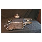 Silver Plated Serving Bowls, Teapot & Misc.