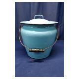Large Blue Enamel Bot/Lid & Handle