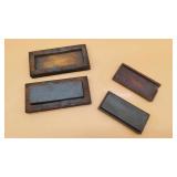 2 Old Sharpening Stones With Wooden Case.