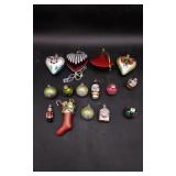 15 Blow Mold Glass and Misc Christmas Ornaments