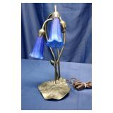 Tiffany-Style Blue Pond Lily Table Lamp