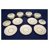 Fine China Bouillon Cups & Matching Lids & Saucers