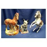 2 Chalkware Animals & Plastic Horse