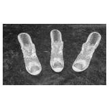 3 LE Smith Daisy & Button Clear Glass Slippers