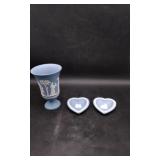 Wedgewood Blue Jasperware Vase and Trinket Dishes